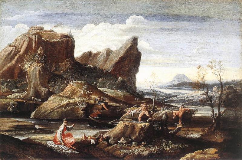 CARRACCI, Antonio Landscape with Bathers dfg Norge oil painting art